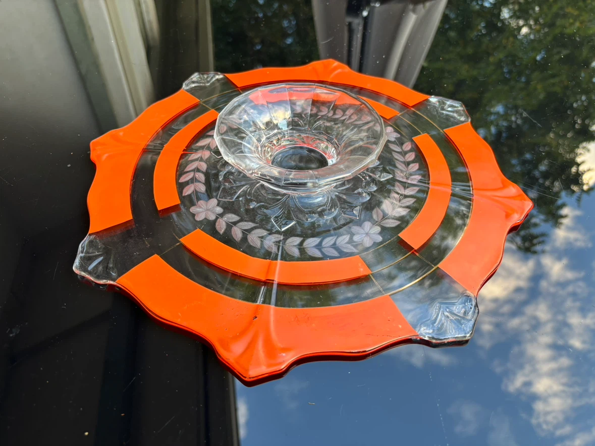 Vintage Orange and Clear Glass Serving Plate - photo 5