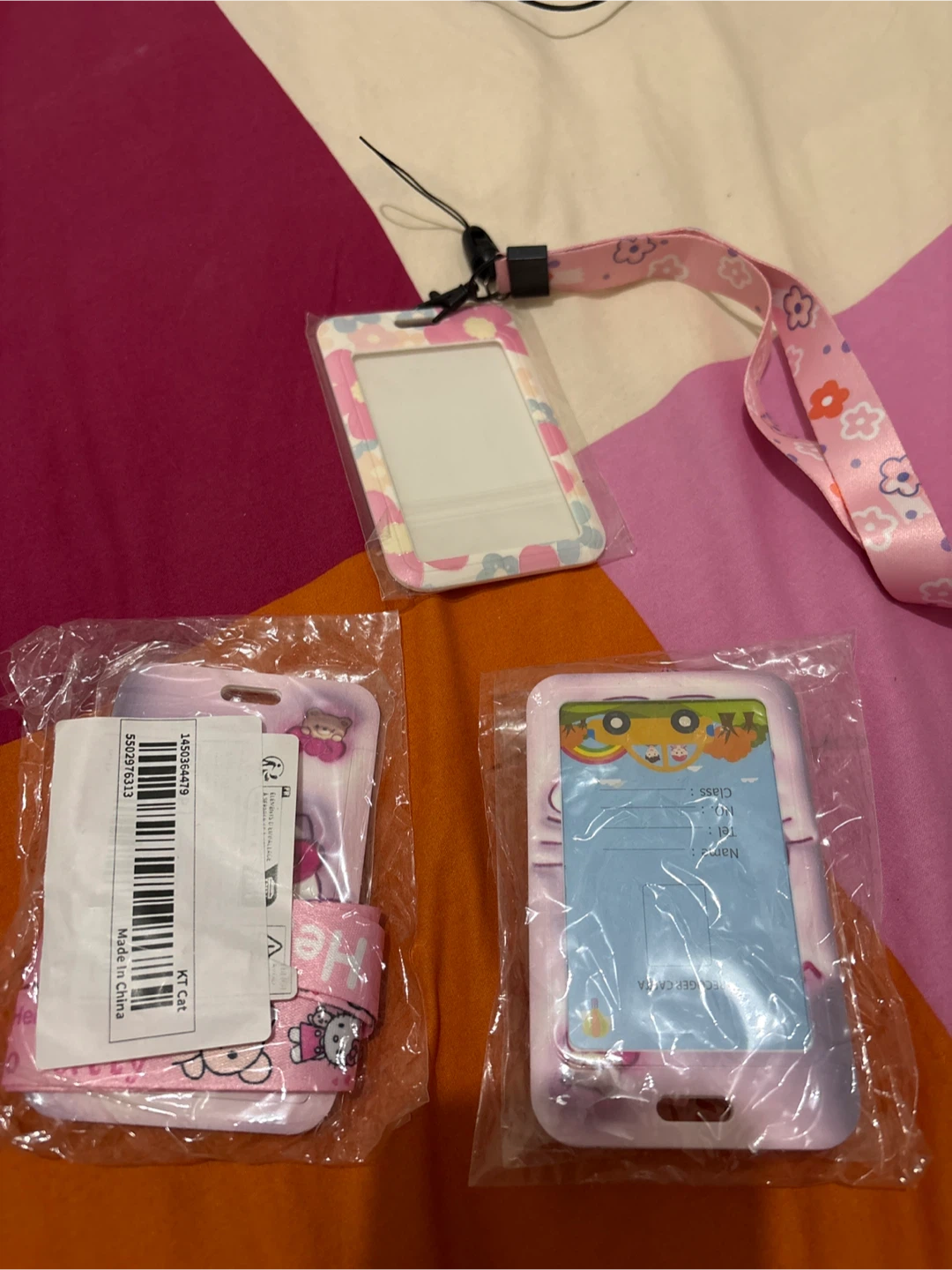 Pink Kawaii Lanyard Card Holder Set