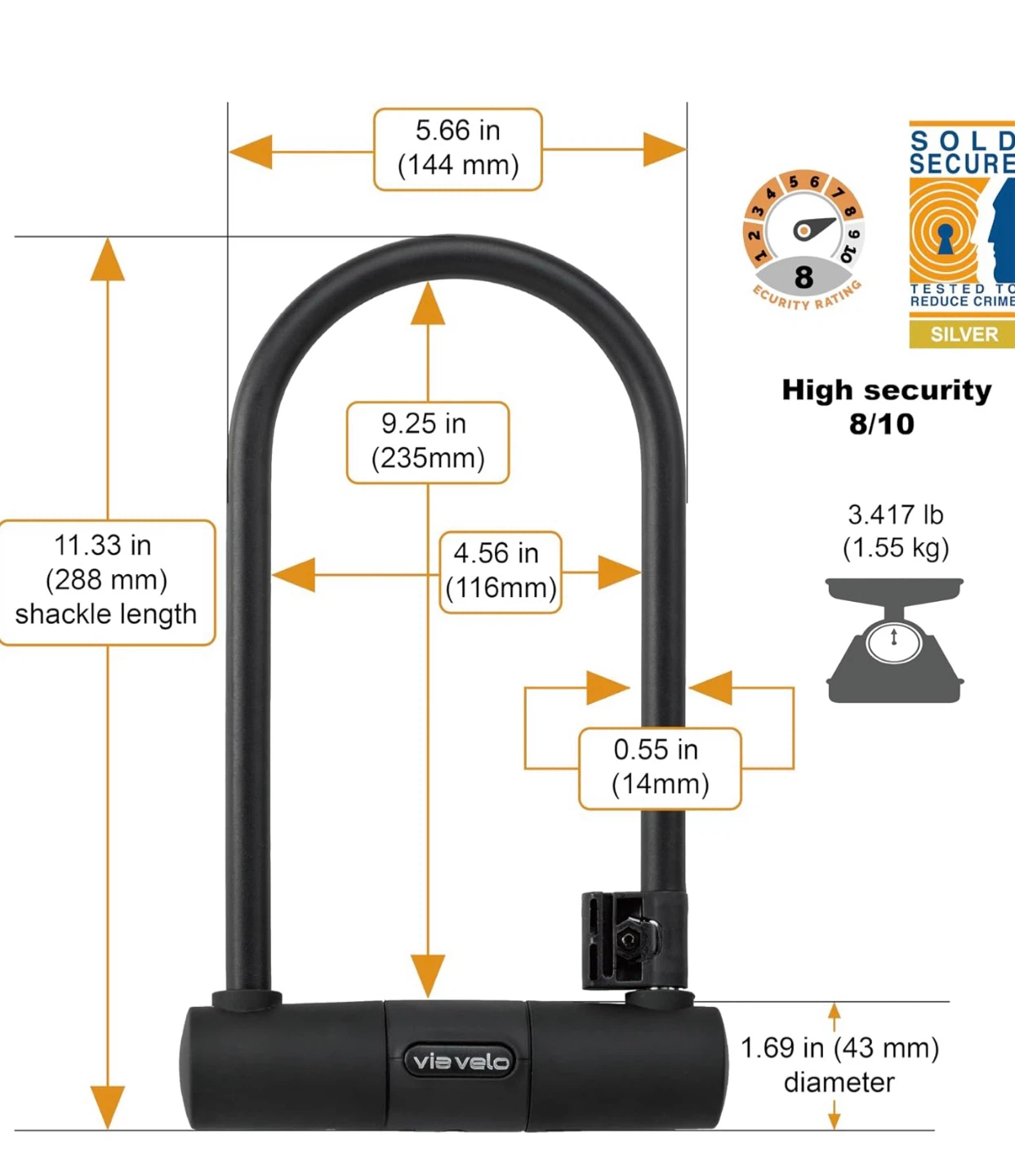 Via Velo U-Lock with Cable - photo 2