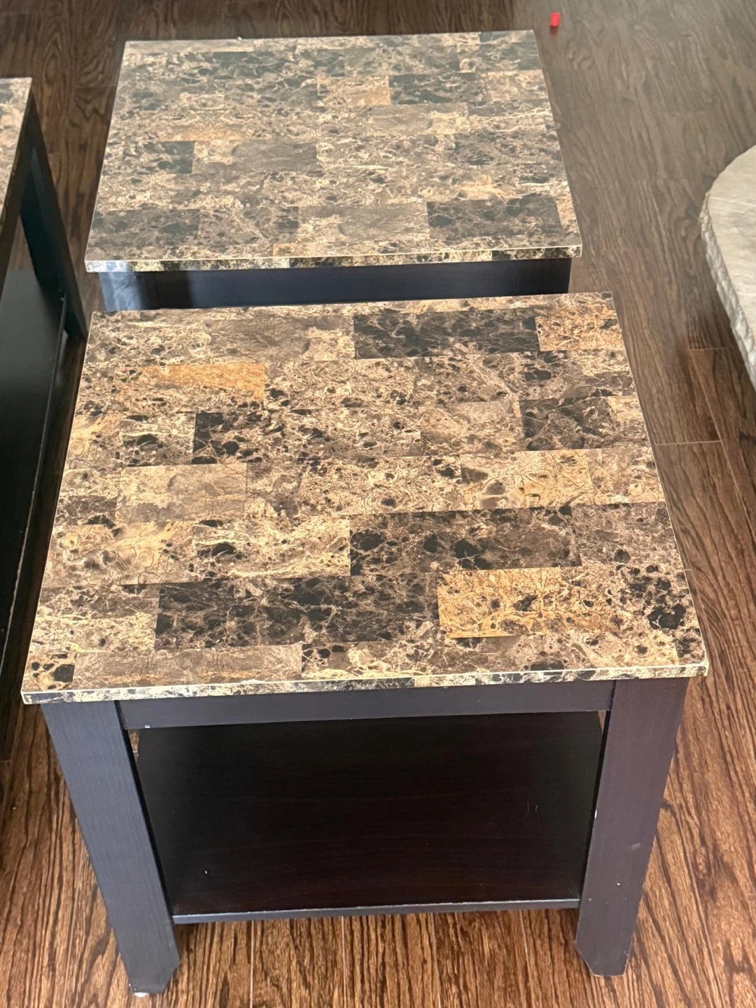 3-Piece Faux Marble Coffee and End Table Set - photo 3
