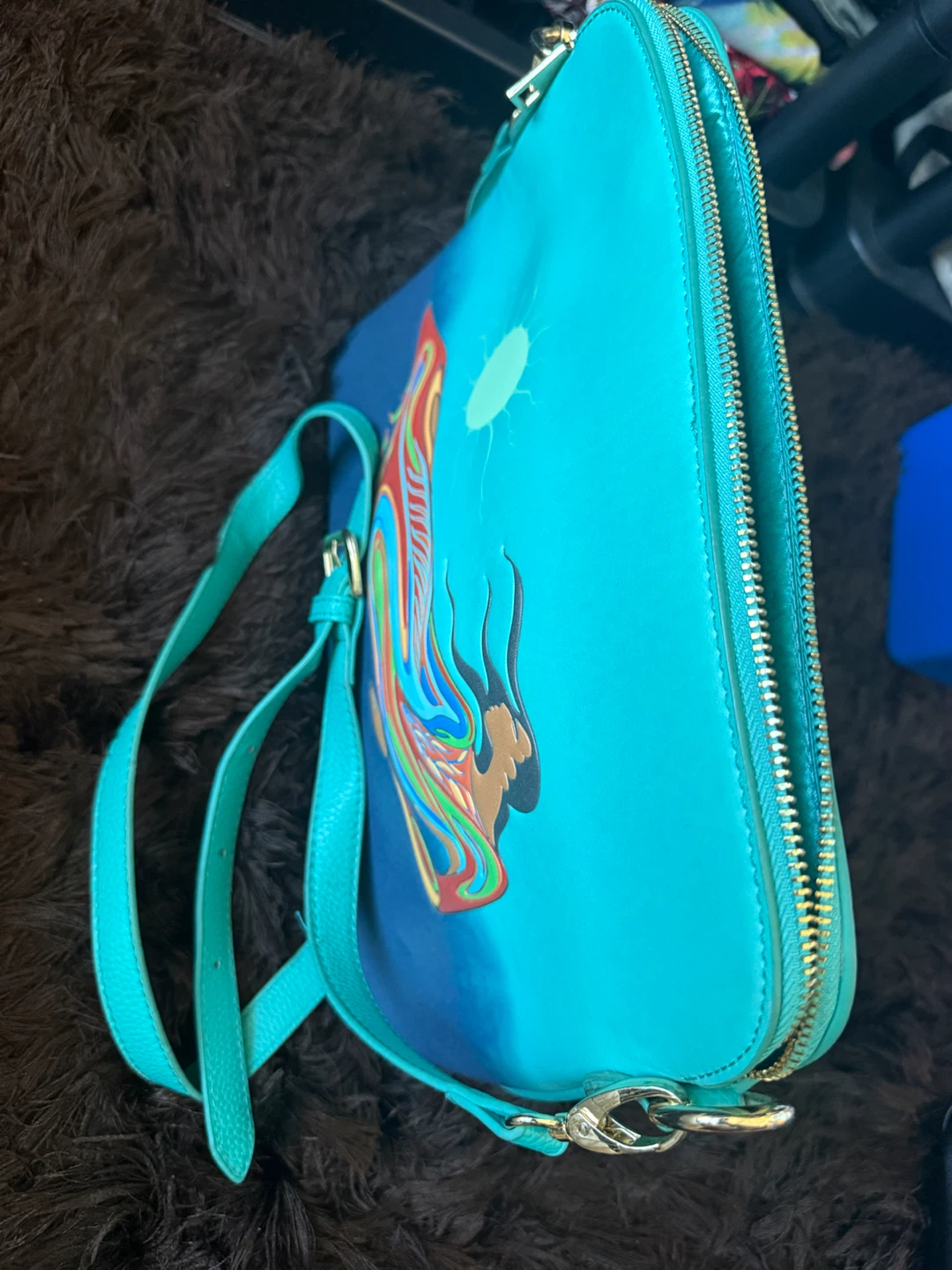 Maxine Noel Turquoise Art Crossbody Bag
