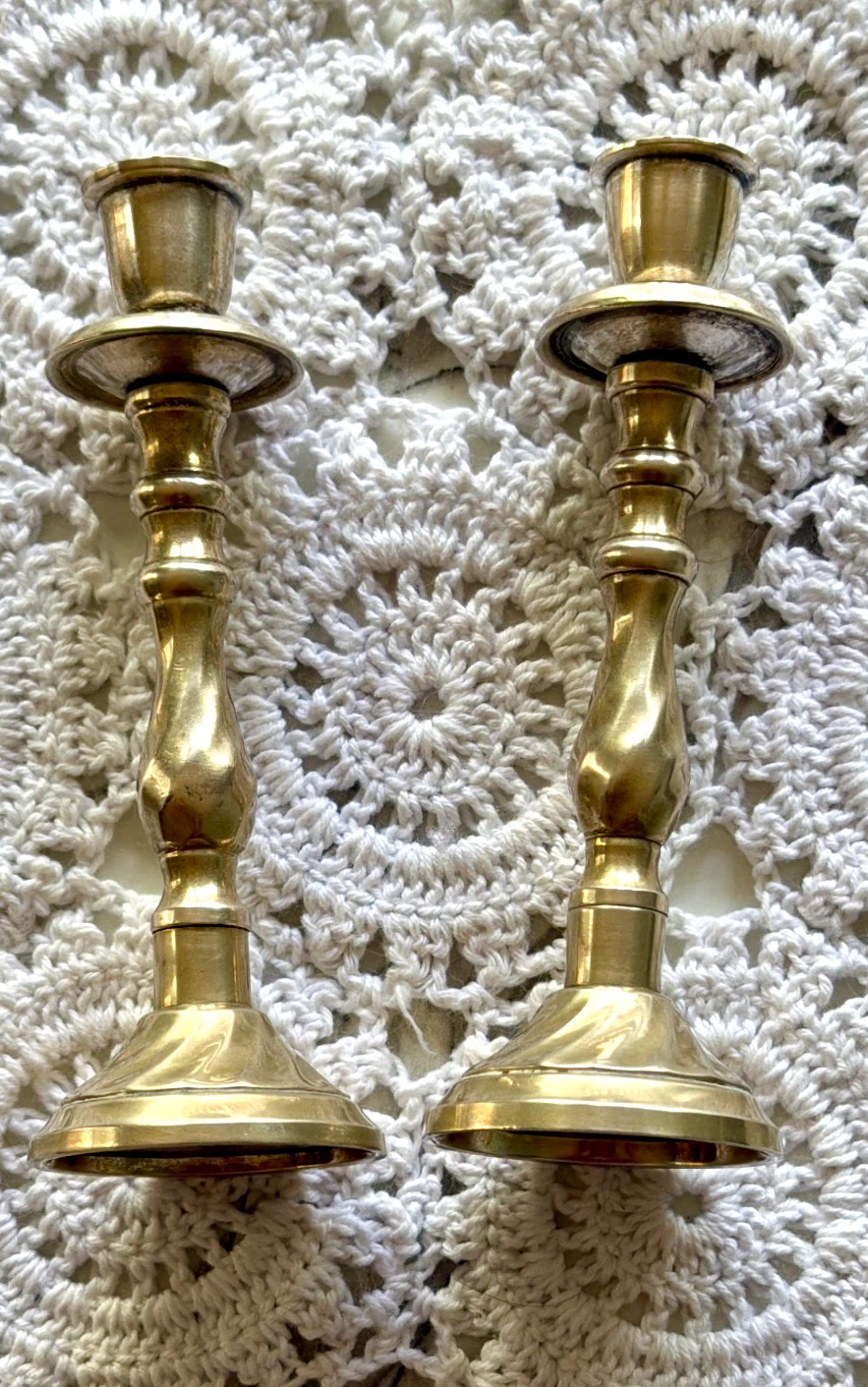 Solid Brass Candlestick Holders Pair of 2, Twisted Swirl Stem