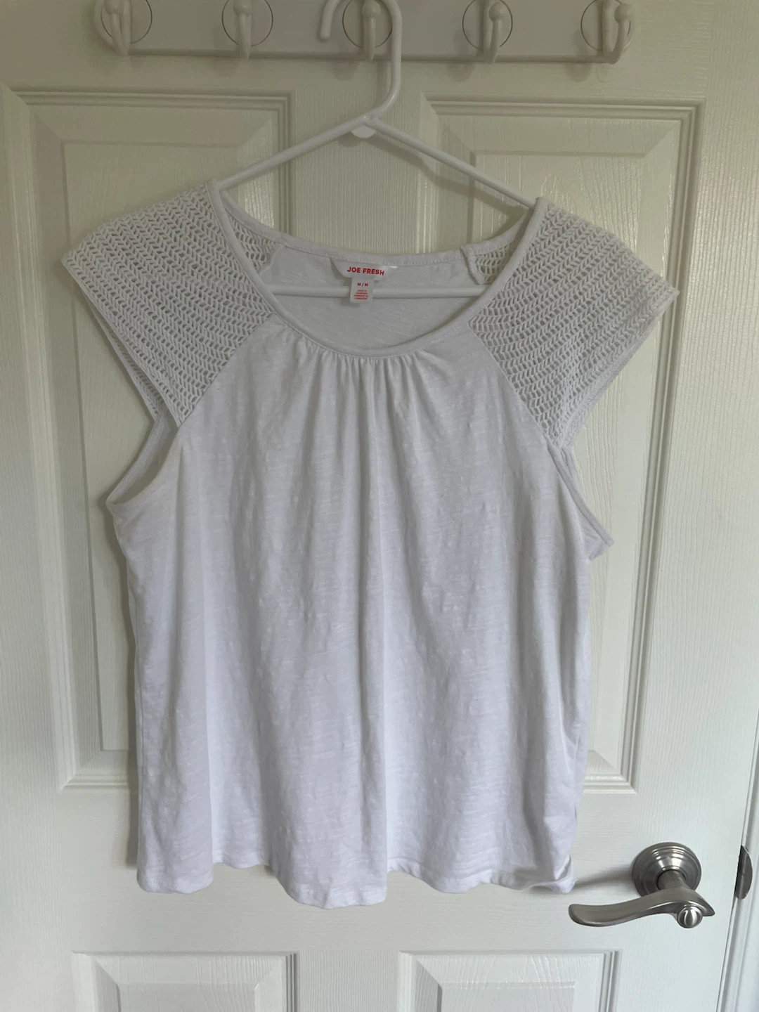Joe Fresh White Crochet Detail T-Shirt