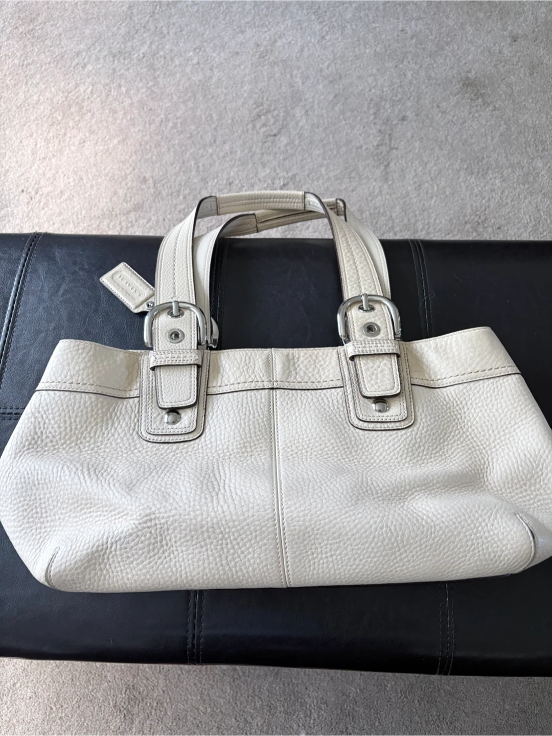 White Coach Leather Handbag