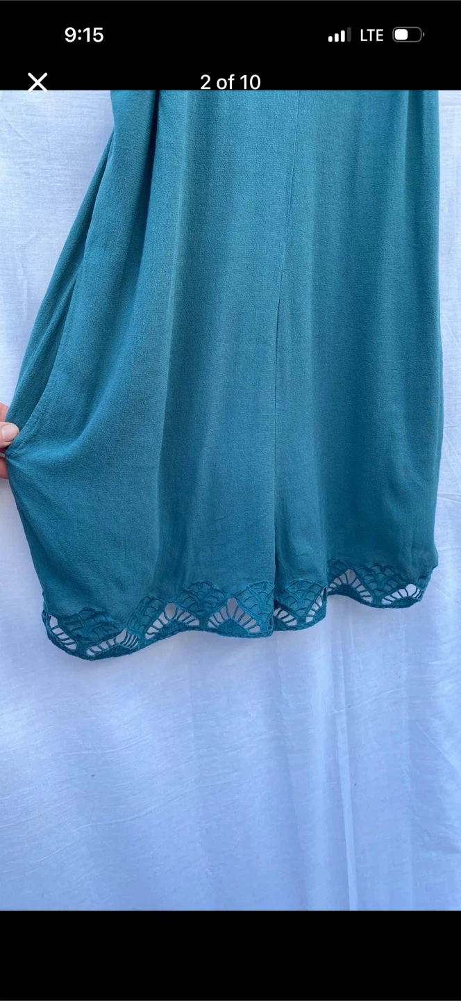 Gentle Fawn Teal Shorts Romper With Embroidery - photo 2