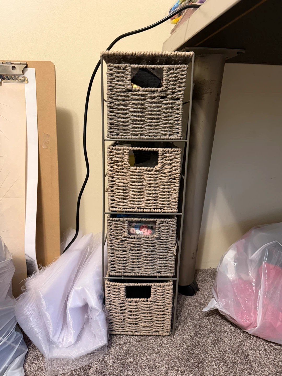 4-Tier Woven Basket Storage Unit