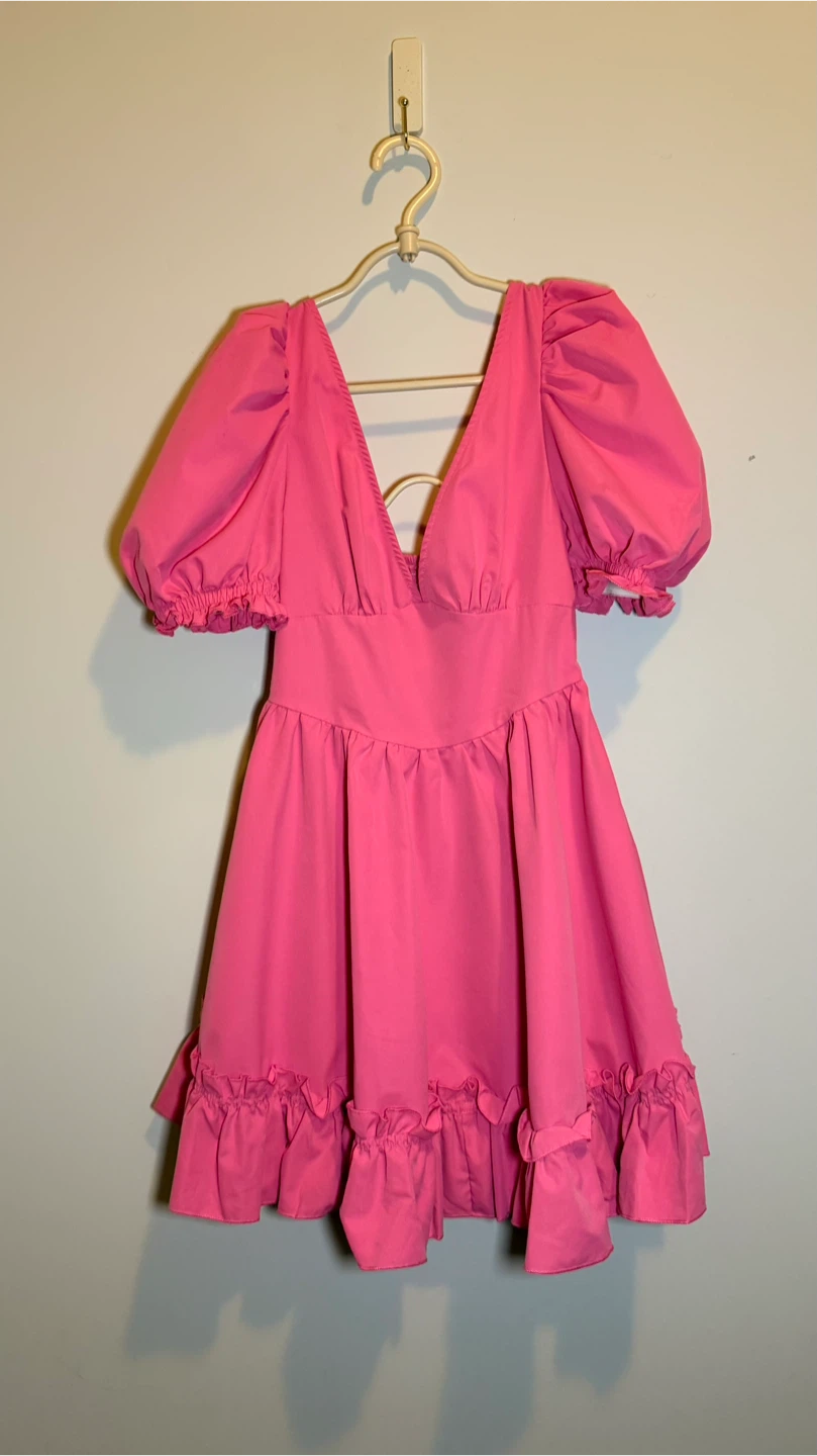 SHEIN Pink Puff Sleeve Dress Size S