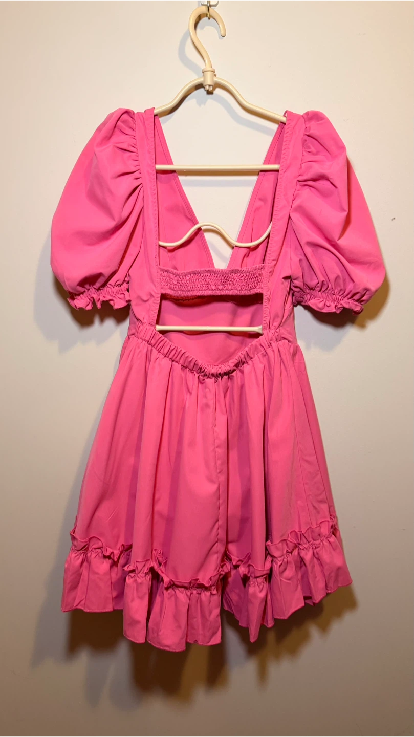 SHEIN Pink Puff Sleeve Dress Size S - photo 2