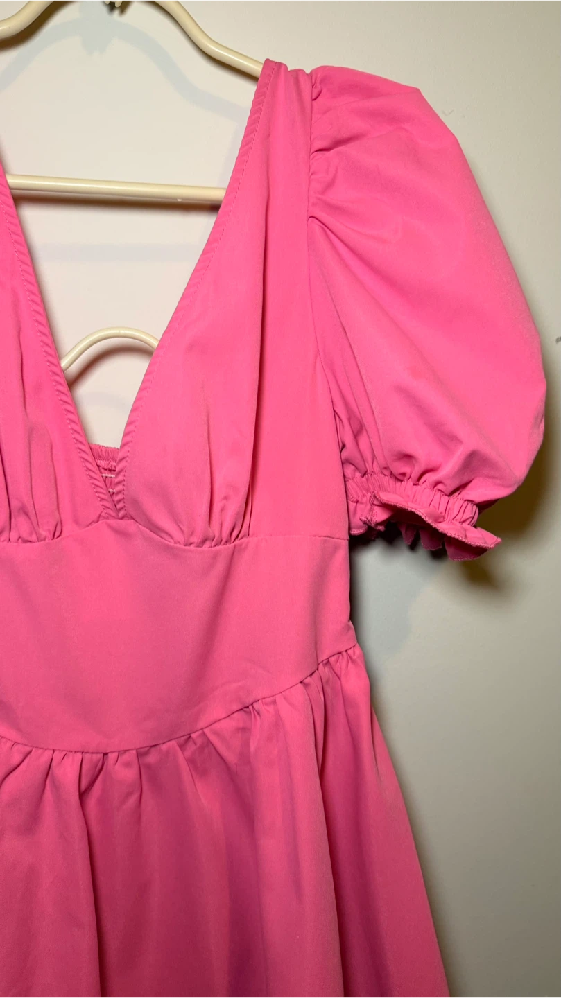 SHEIN Pink Puff Sleeve Dress Size S - photo 3