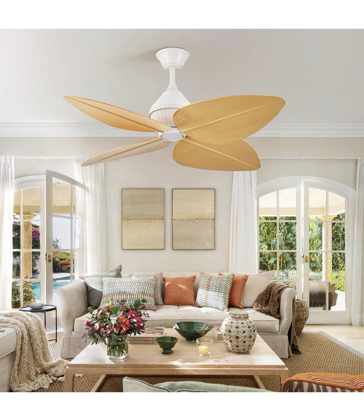52-inch Tropical Palm Leaf Ceiling Fan - photo 2