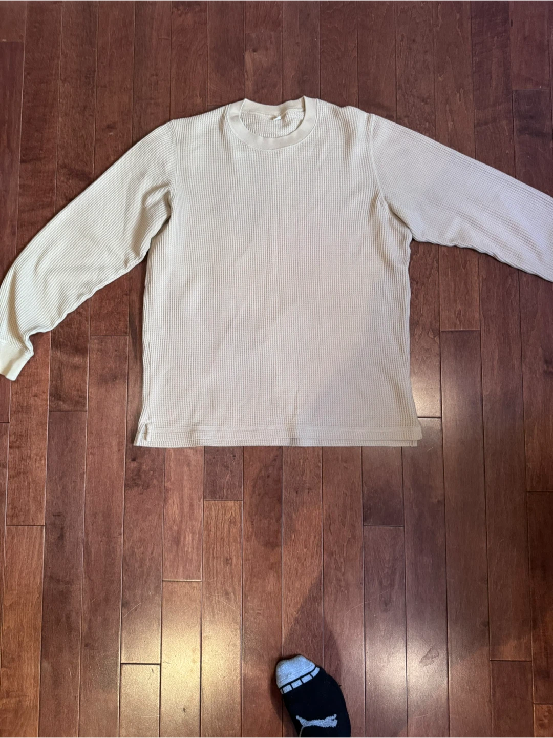 Uniqlo Beige Waffle Knit Long Sleeve
