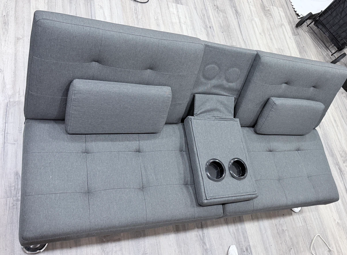 Gray Convertible Futon Sofa - photo 2