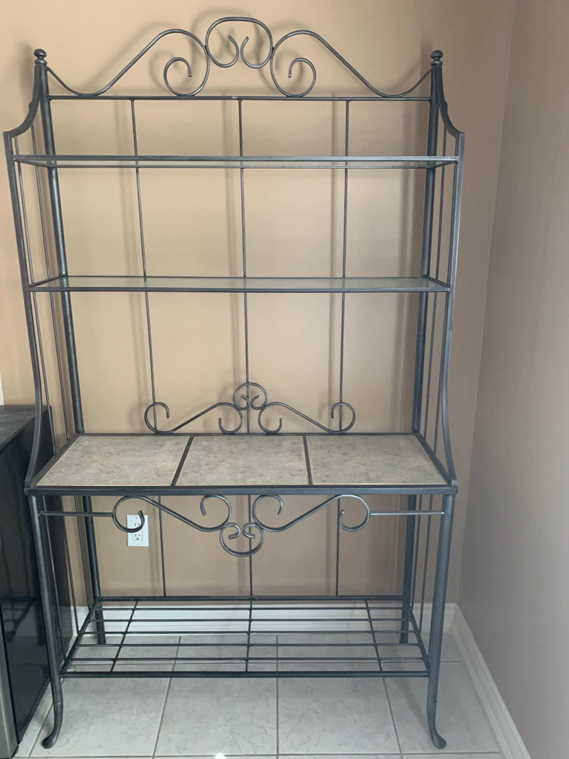 Metal Baker's Rack with Tile Counter