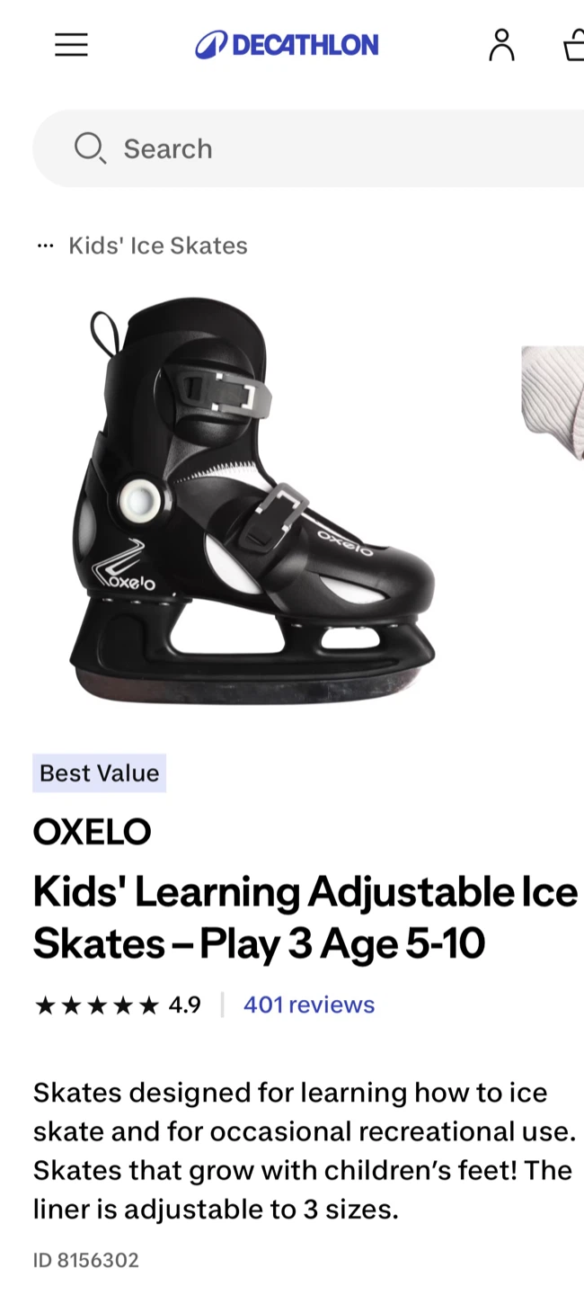 OXELO Kids' Learning Adjustable Ice Skates - 10.5c-12.5c