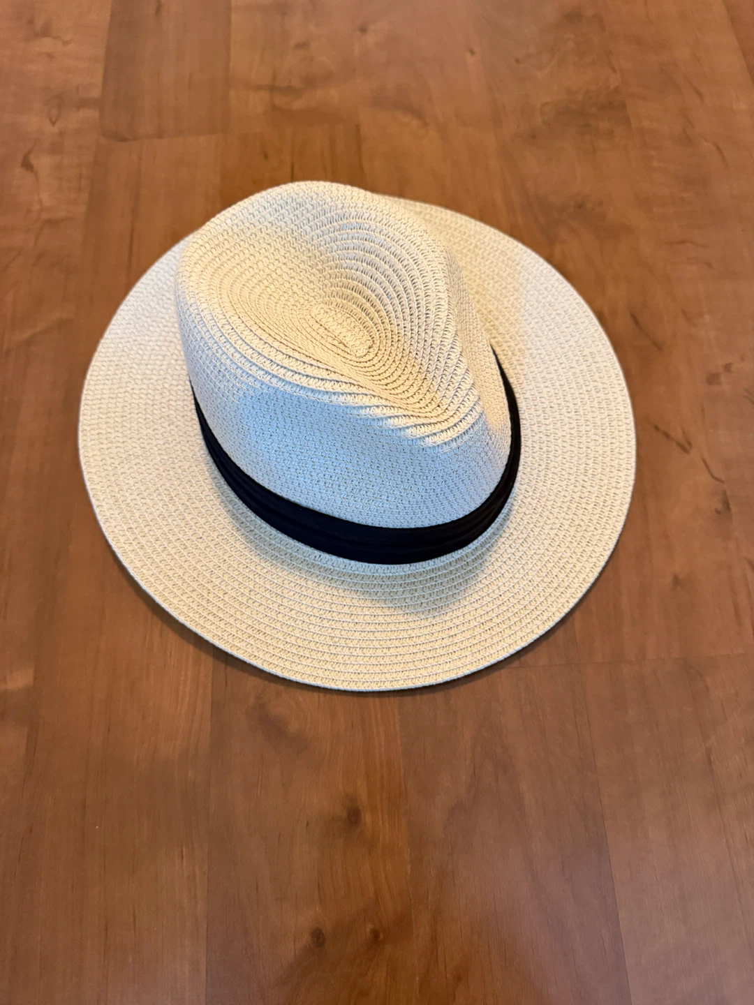 Cream Straw Fedora with Black Band