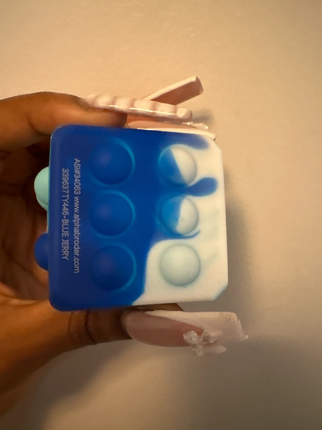 Blue and white silicone fidget cube