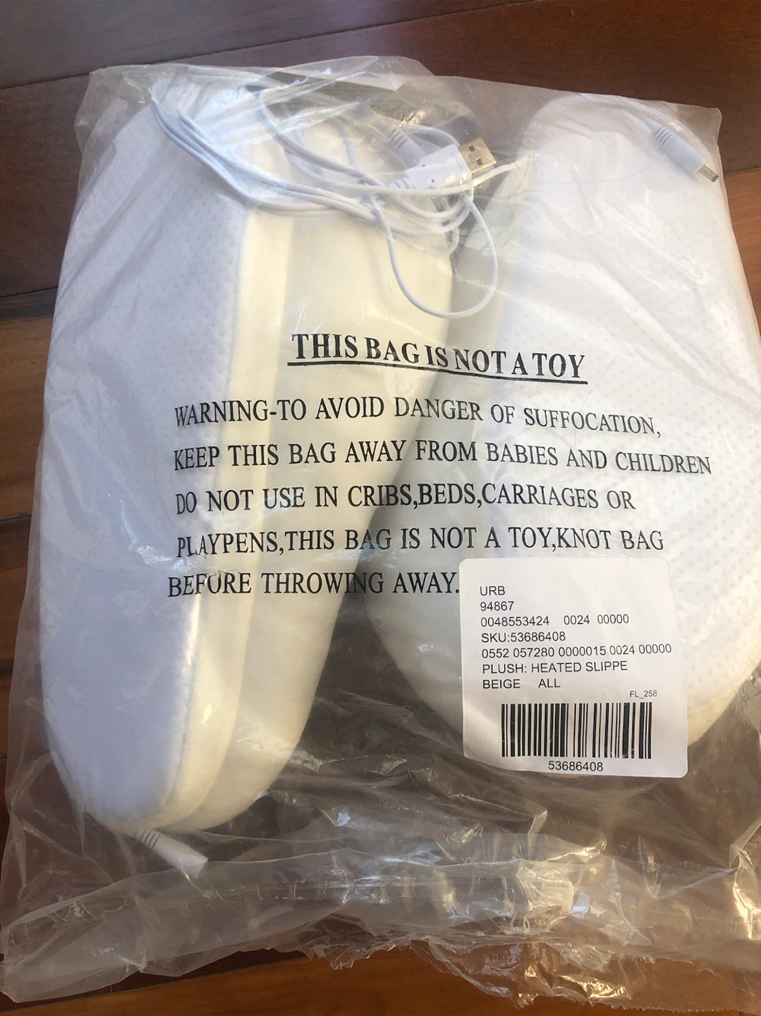 USB Heated Plush Slippers - White - photo 5