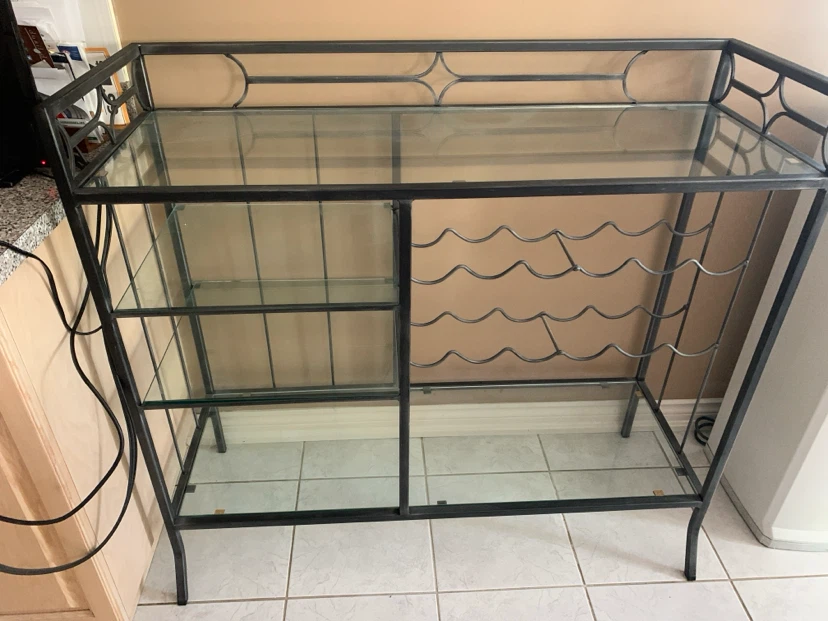 Metal and Glass Bar Cart with Wine Rack