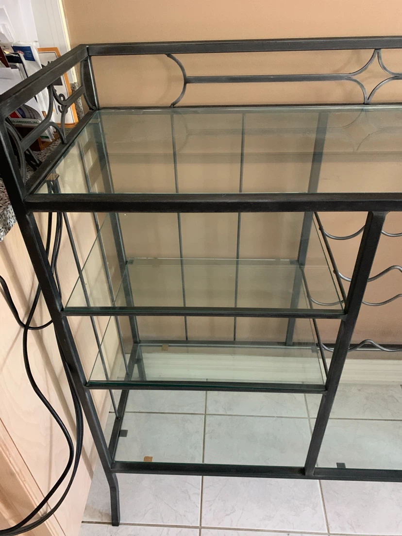 Metal and Glass Bar Cart with Wine Rack - photo 2