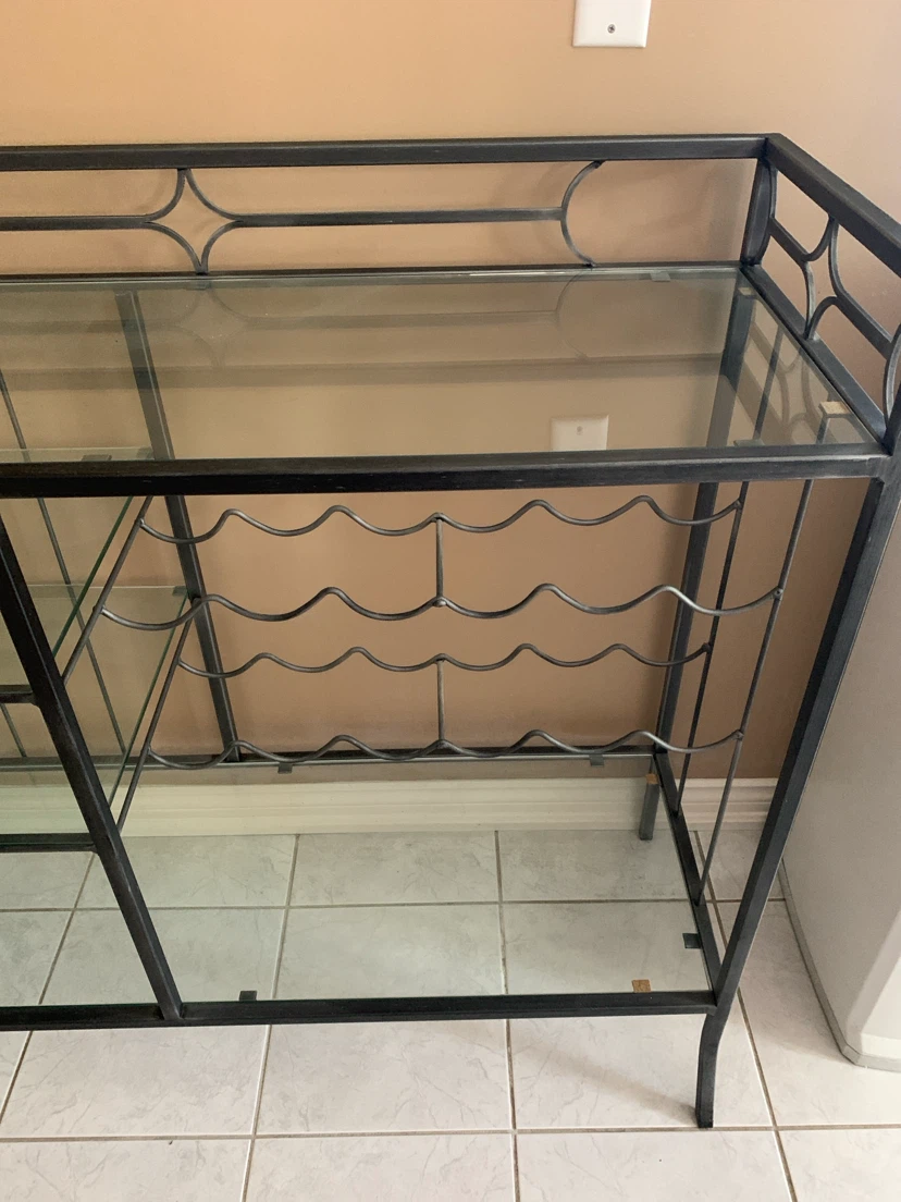 Metal and Glass Bar Cart with Wine Rack - photo 3