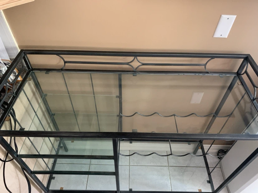 Metal and Glass Bar Cart with Wine Rack - photo 4