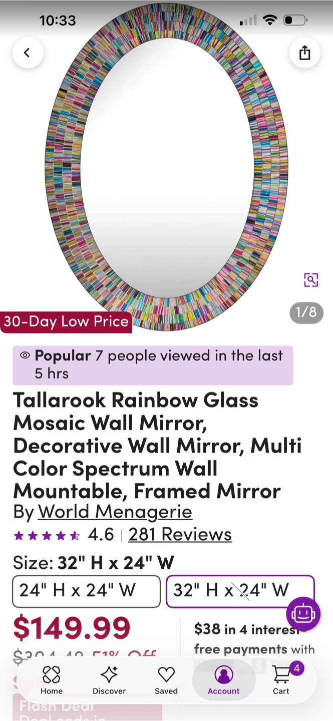World Menagerie Tallarook Rainbow Mosaic Wall Mirror
