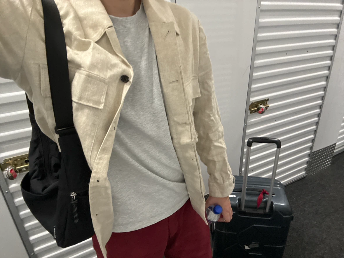 Beige Linen Blend Shirt Jacket