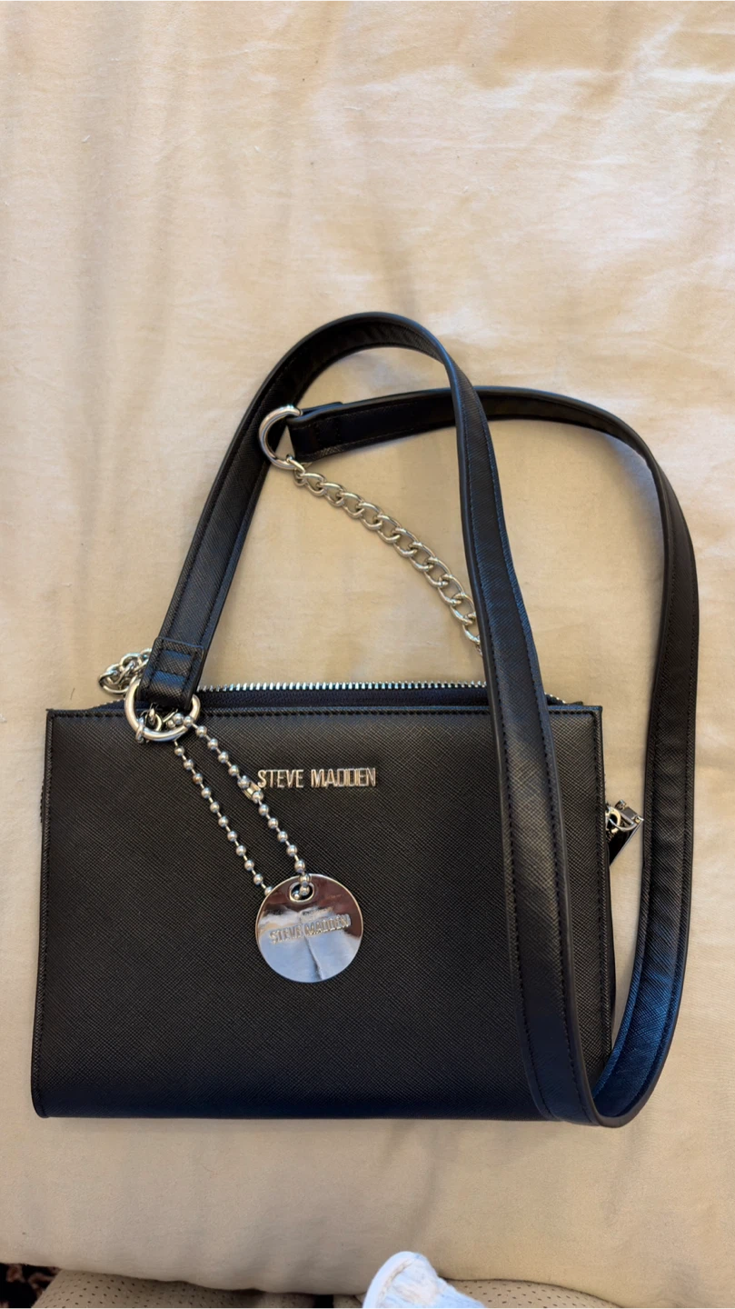 Steve Madden Black Crossbody Bag with Chain Detail
