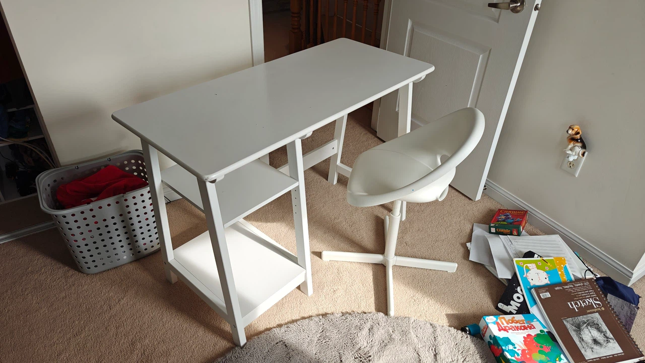 White Children's Desk and Chair Set