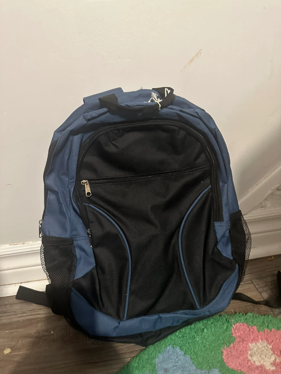 Blue and black utility backpack