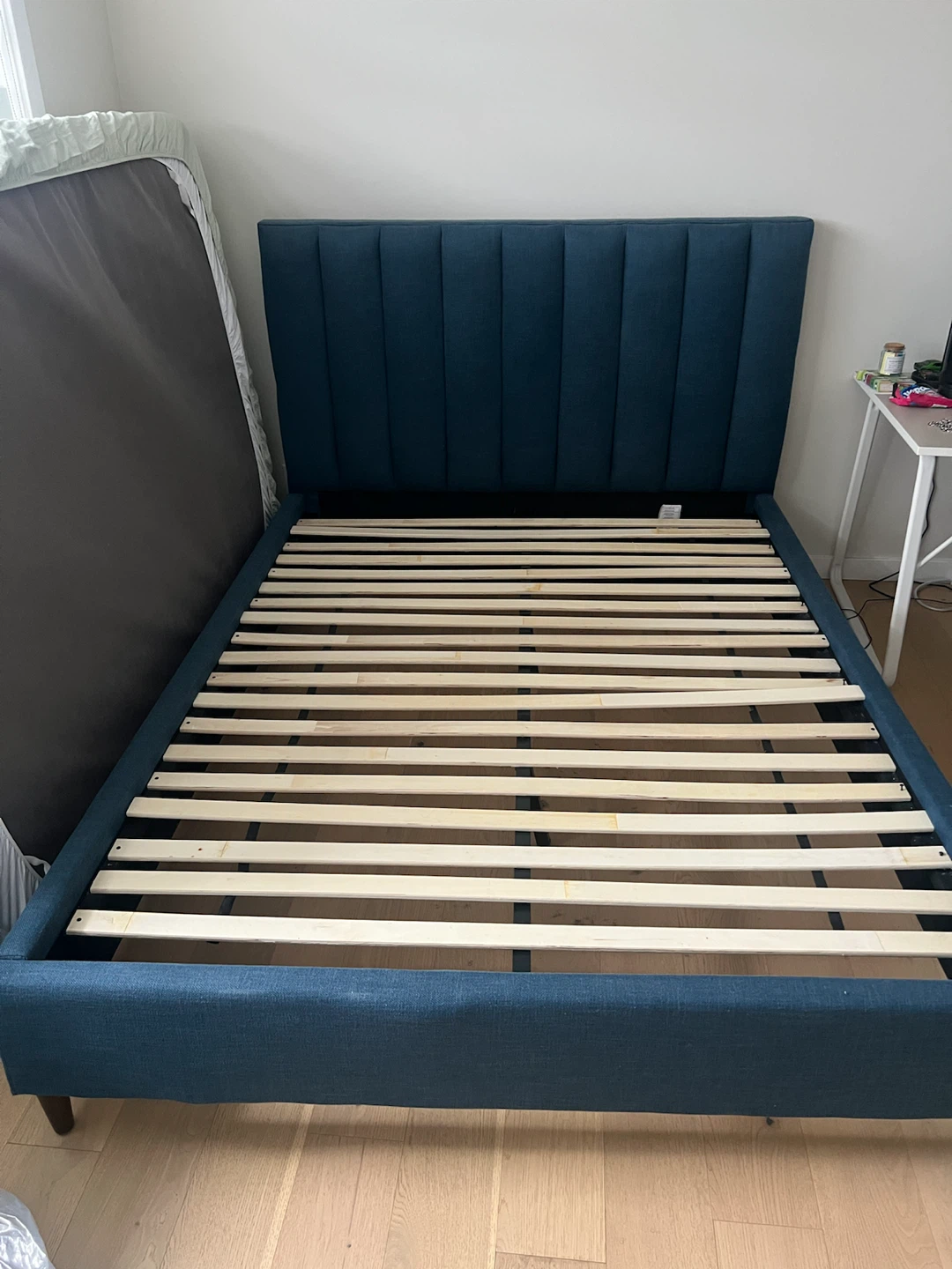 Blue Upholstered Queen Bed Frame