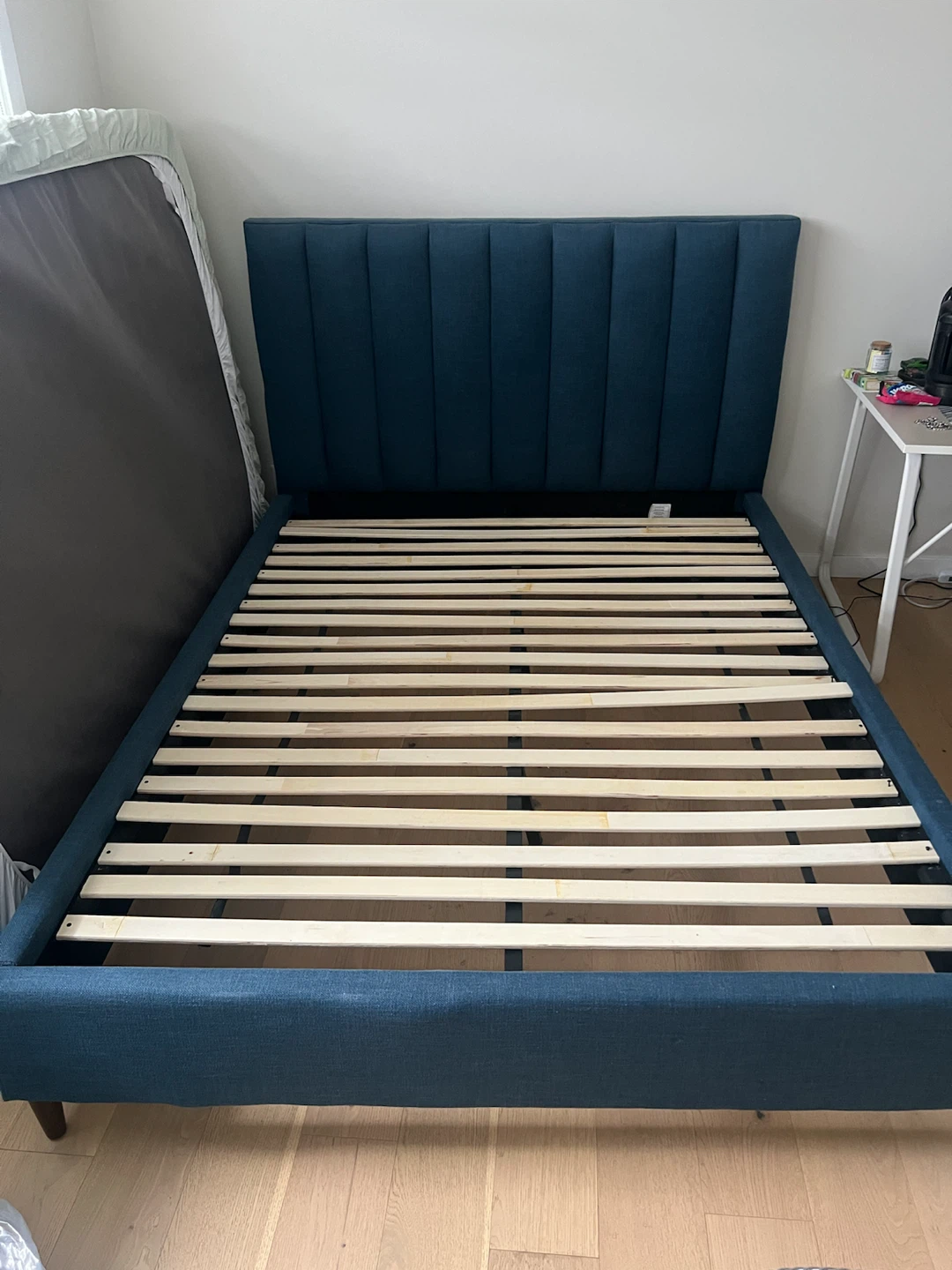 Blue Upholstered Queen Bed Frame - photo 2