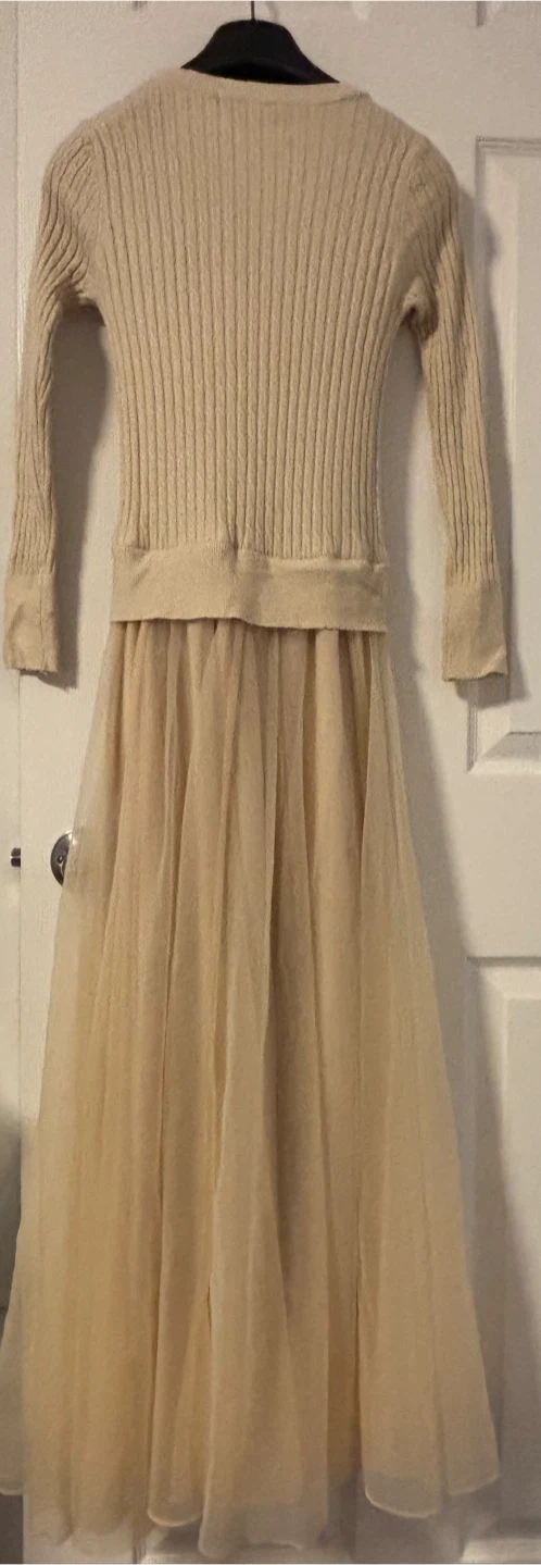 Girls Cream Knit Sweater Tulle Dress - photo 2