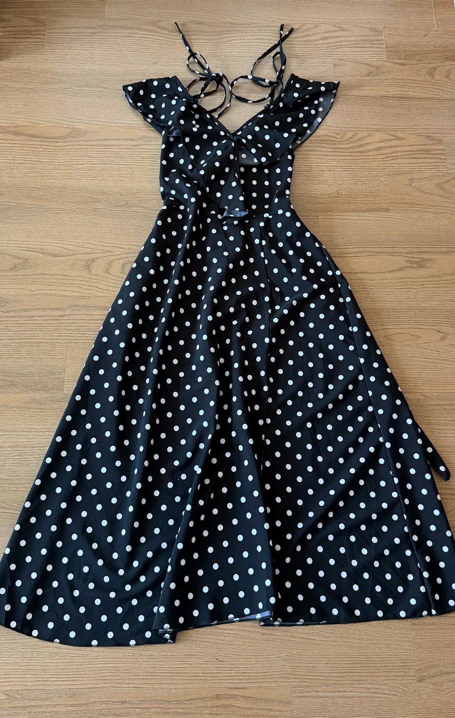 Black Polka Dot Feminine Midi/Maxi Dress