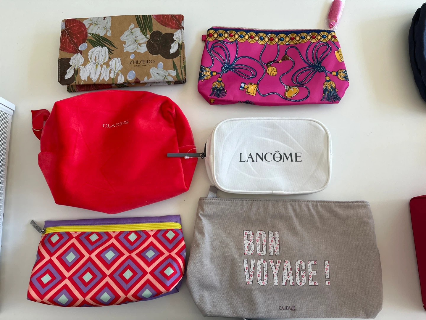 Assorted Makeup Pouches - Shiseido, Lancôme, Clarins, Caudale