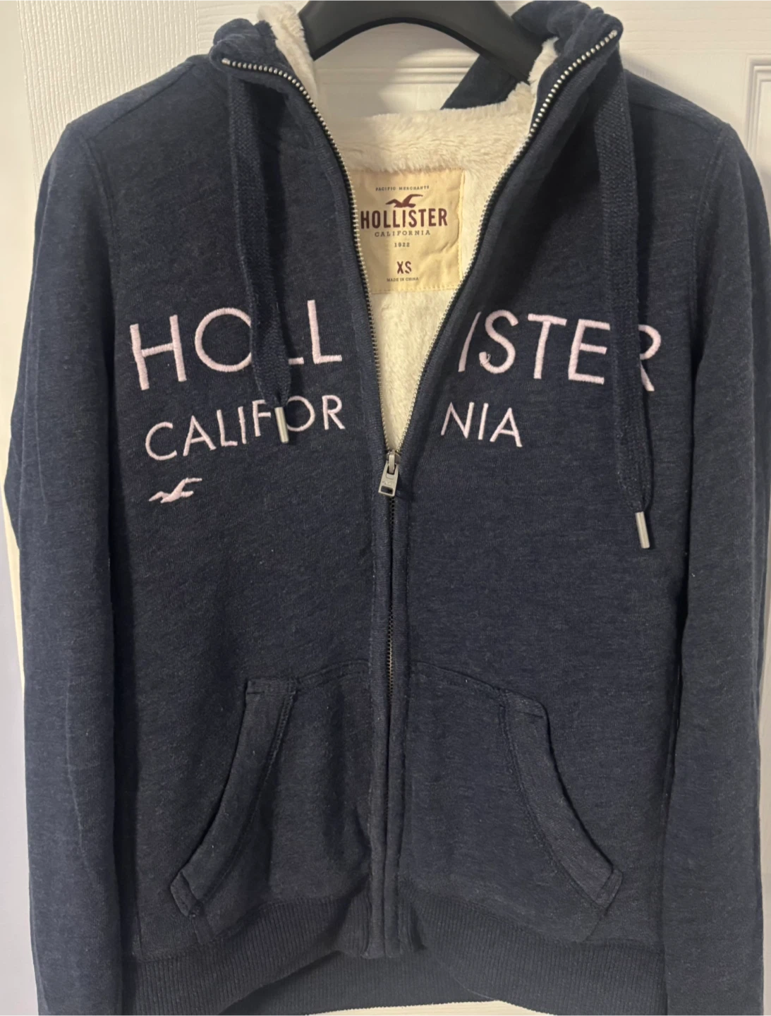 Hollister Sherpa Lined Full Zip Hoodie - XS