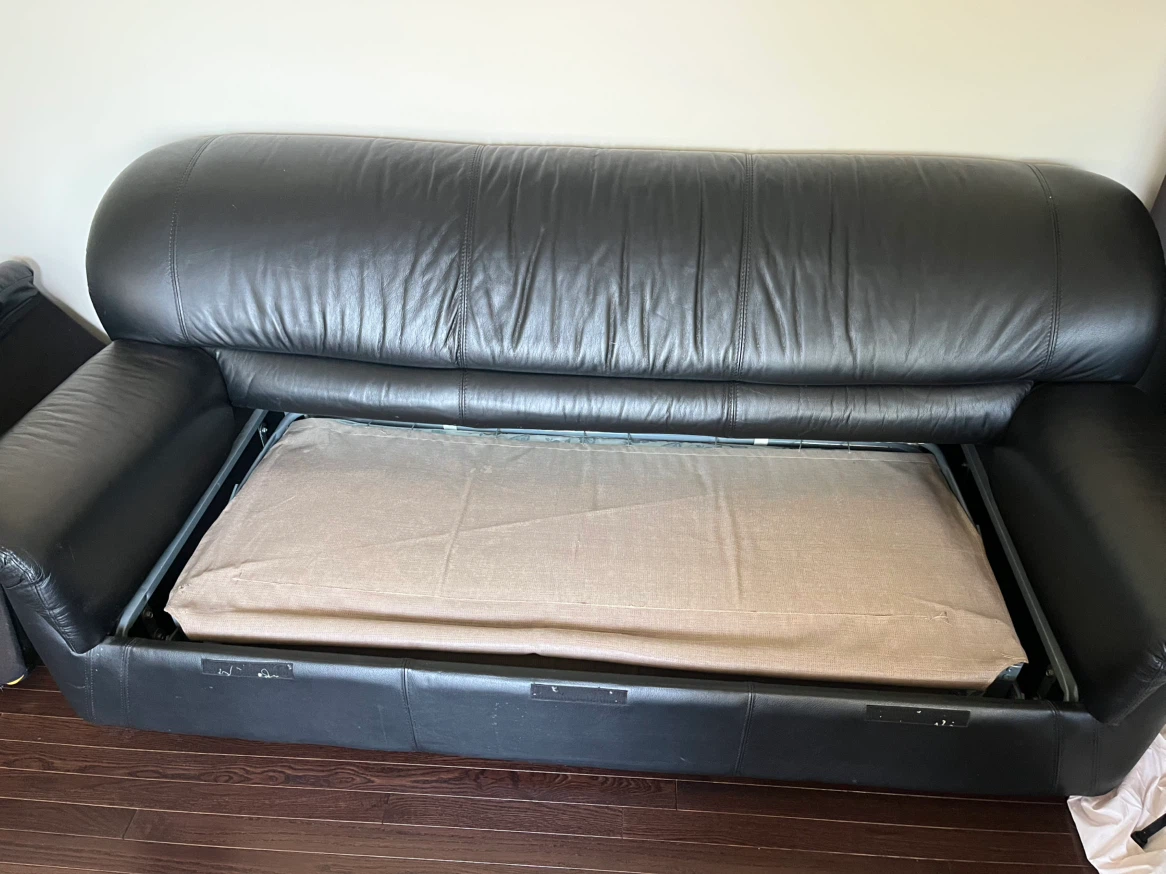 Black Leather Sofa Bed - photo 2