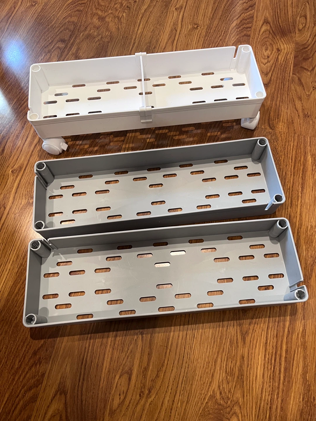 White and Grey Storage Bins with Wheels