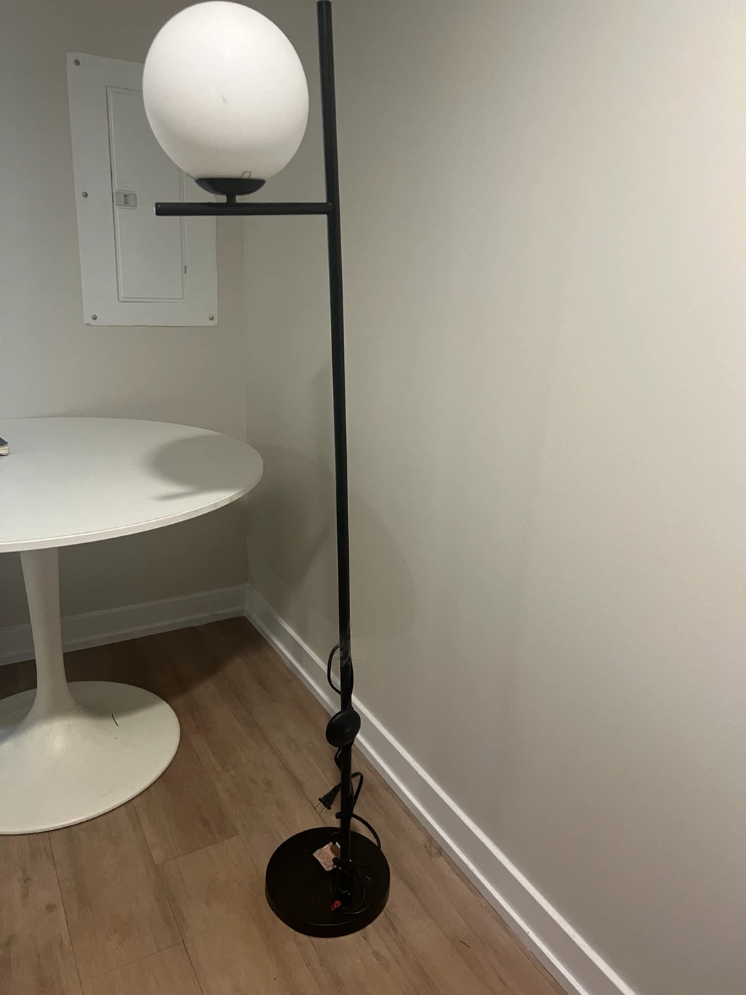 Modern Black Floor Lamp with Glass Globe