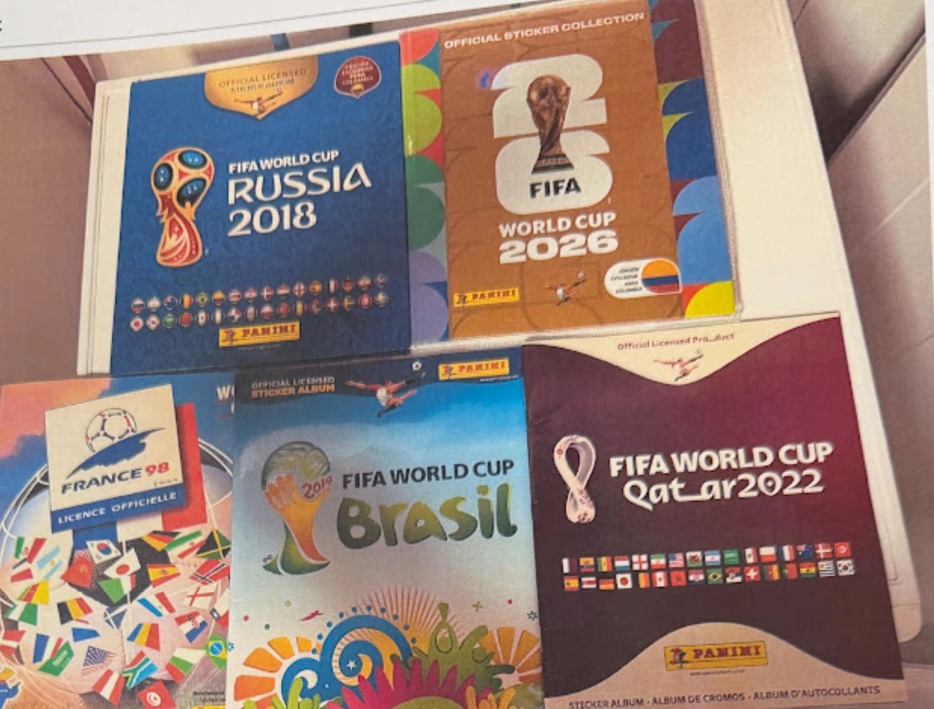 Set of 5 Panini FIFA World Cup Sticker Albums