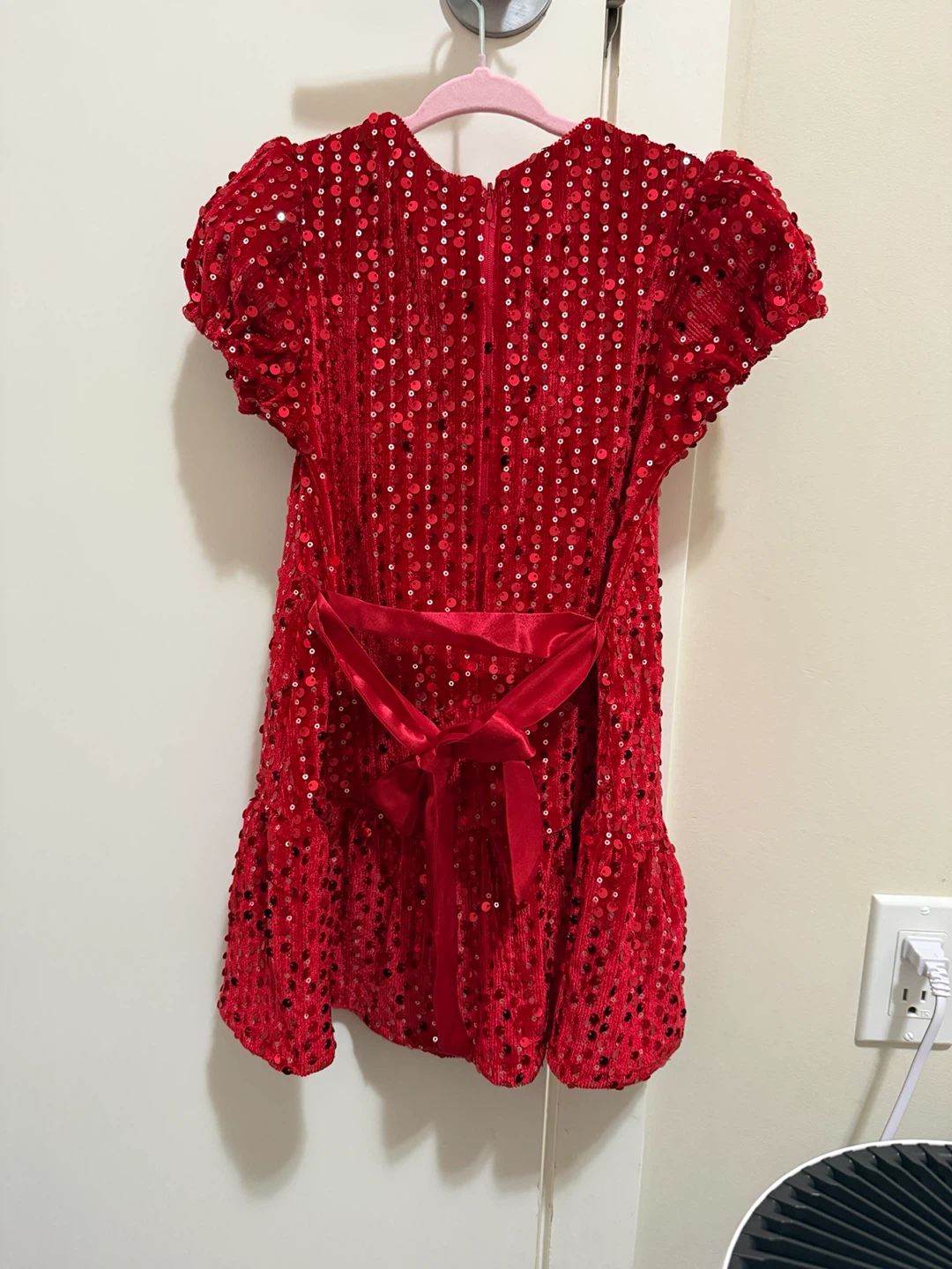 Hatley Red Sequin Velvet Dress Size 3 - photo 2