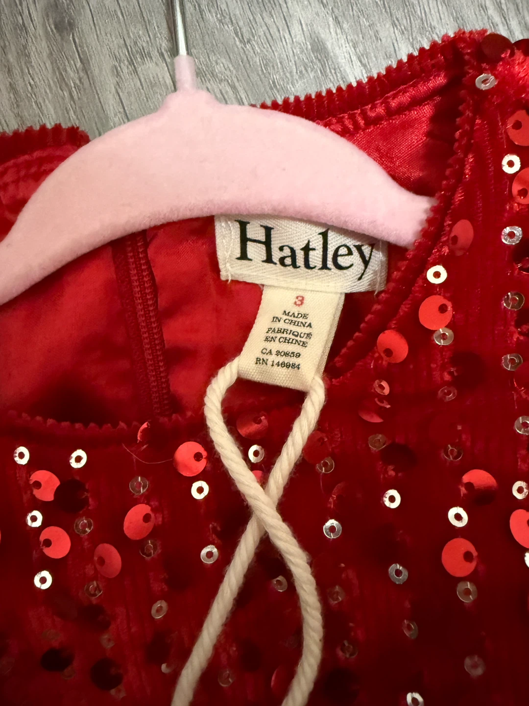 Hatley Red Sequin Velvet Dress Size 3 - photo 4