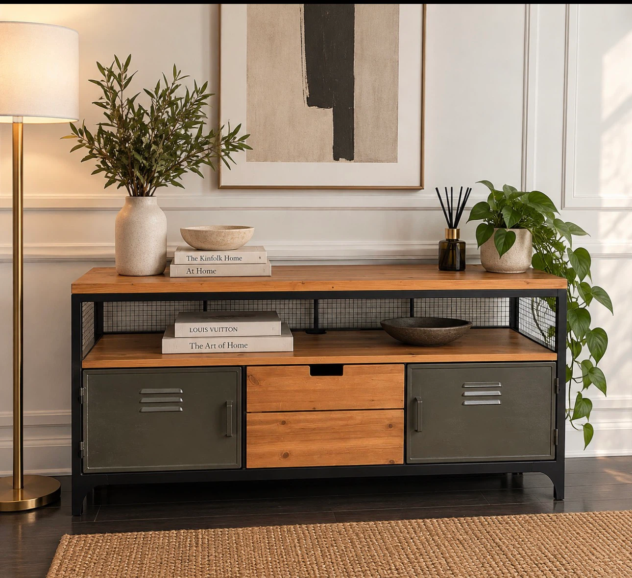 Industrial Wood & Metal TV Stand / Media Console