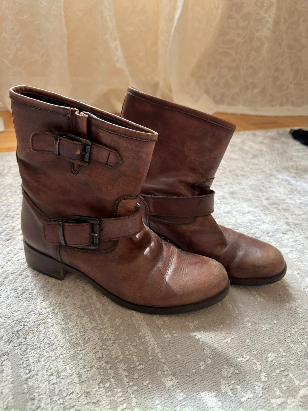 Brown Genuine Leather Boots - Size 38
