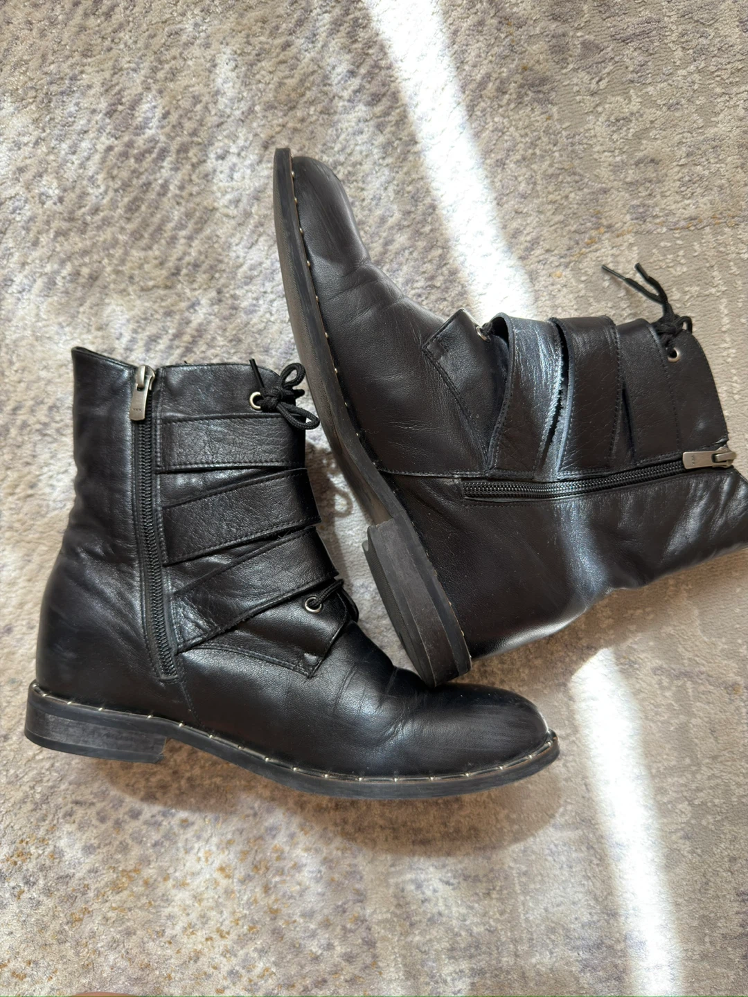 Black Genuine Leather Fur Lined Boots - photo 3