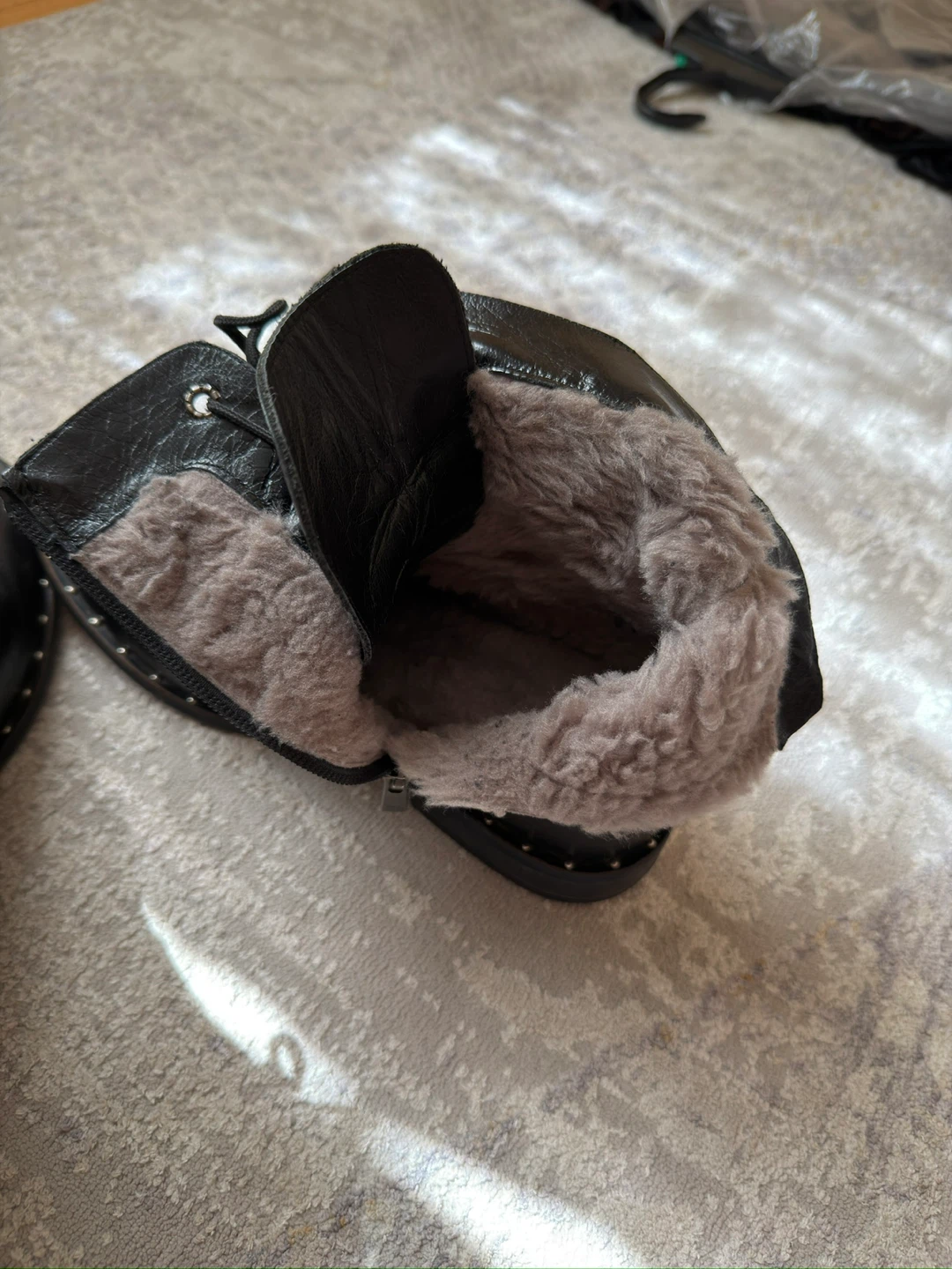 Black Genuine Leather Fur Lined Boots - photo 4