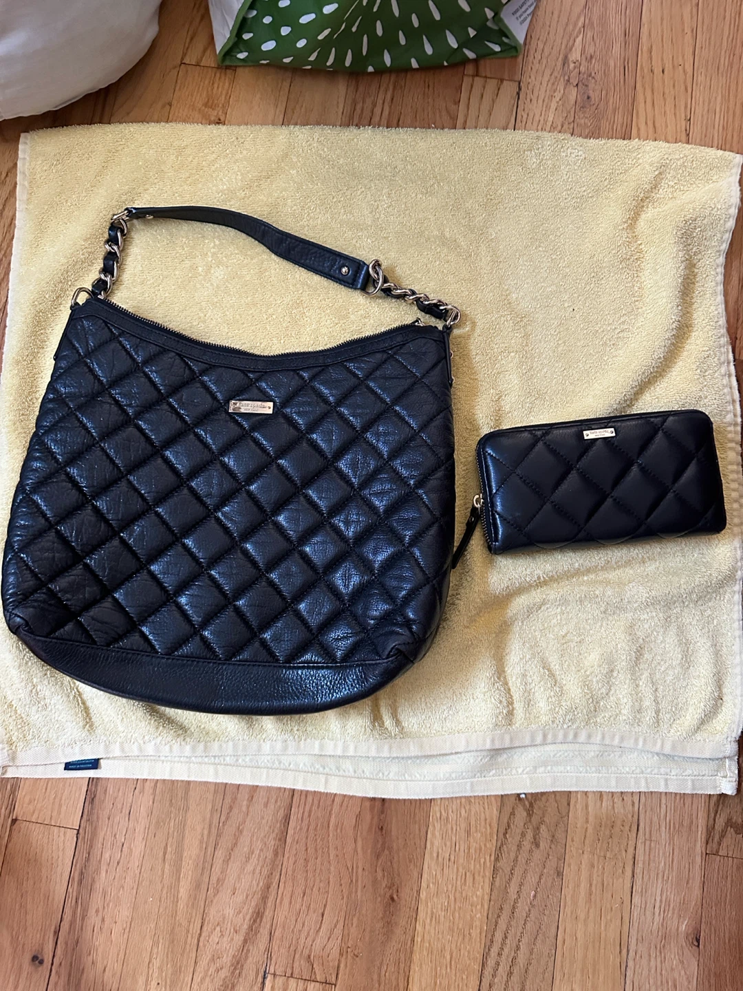 Kate Spade Quilted Black Handbag and Wallet Set