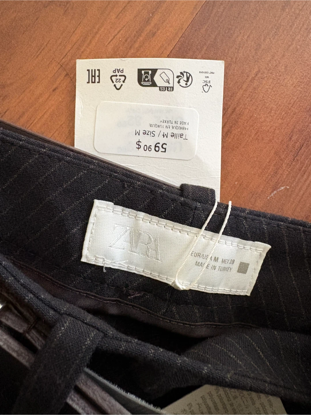 BNWT Zara Pinstriped Skort with Belt - photo 3