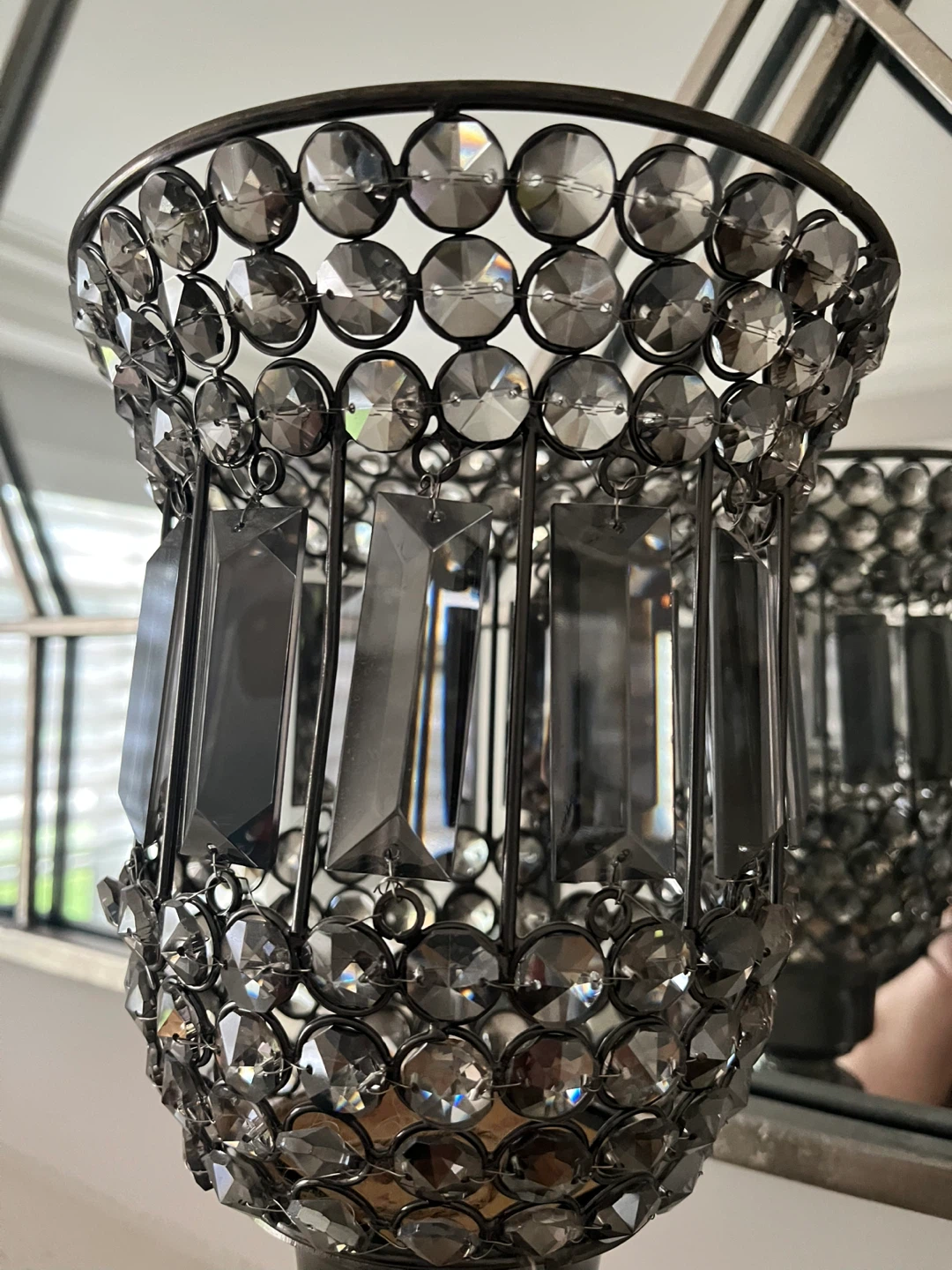Pewter Crystal Beaded Candle Holder - photo 2