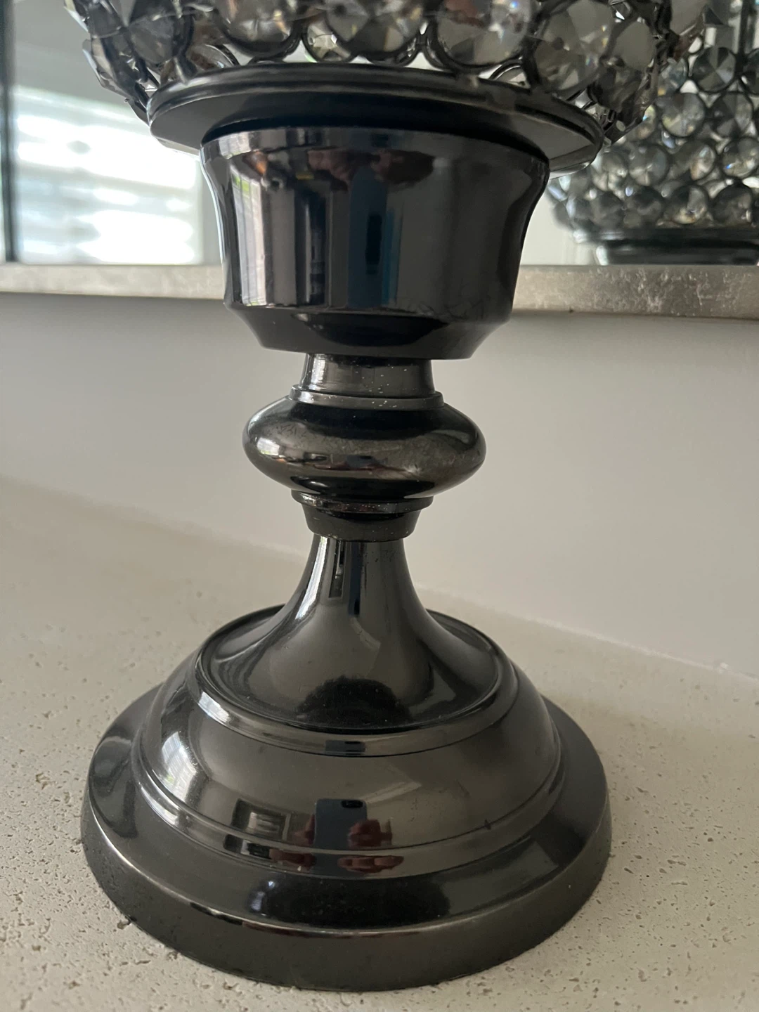 Pewter Crystal Beaded Candle Holder - photo 3